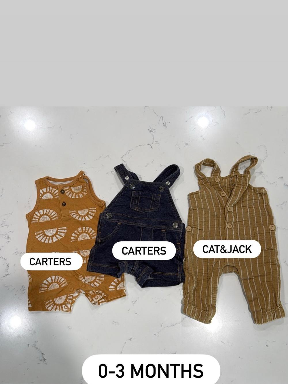 Carter's Dark Blue Denim Baby Short Overalls
